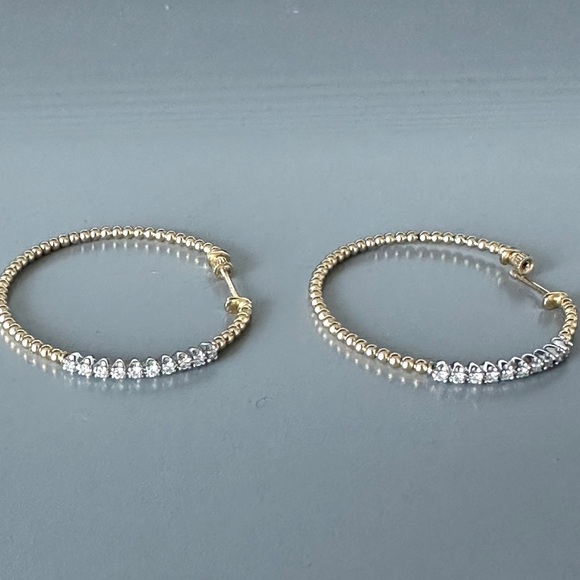 Gabriel & Co. 14K Yellow Gold 40mm Bujukan Diamond Classic Hoop Earrings - Picture 3 of 8